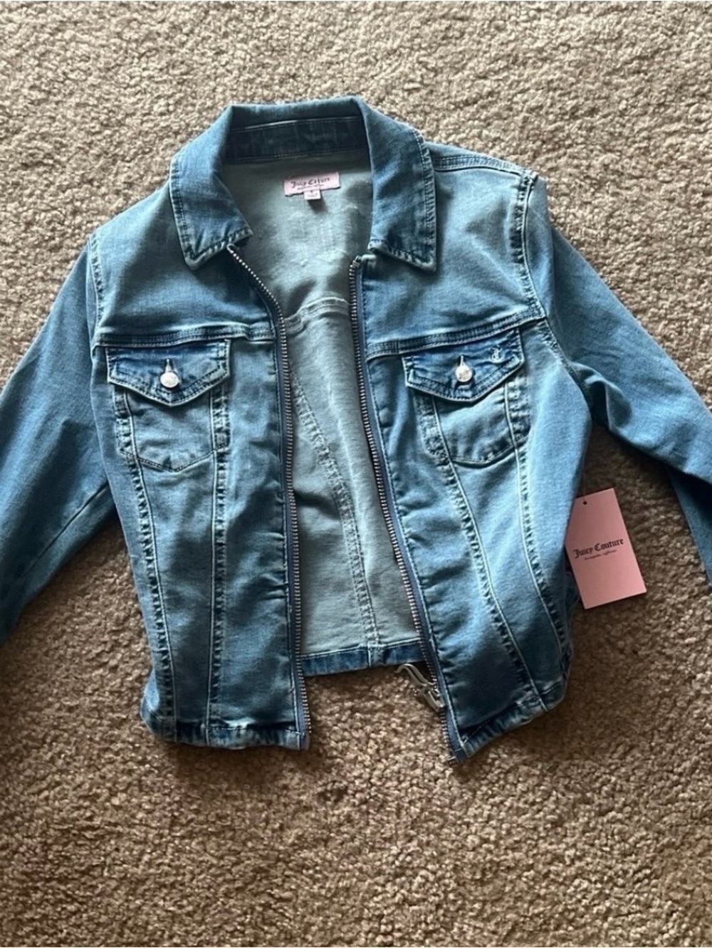 Juicy Couture Blue Denim Zip-Front Jean Jacket